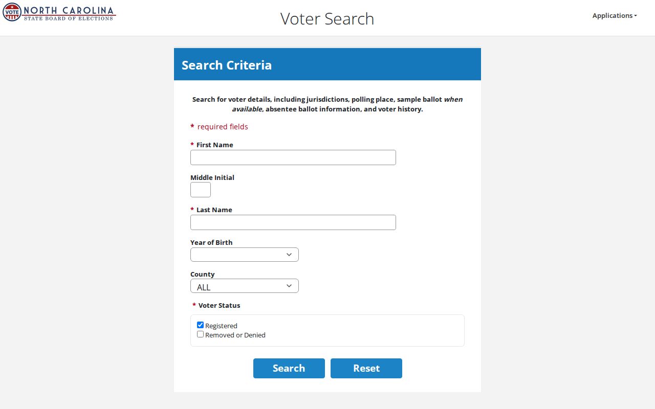 Wake County residents directory North Carolina voter lookup form