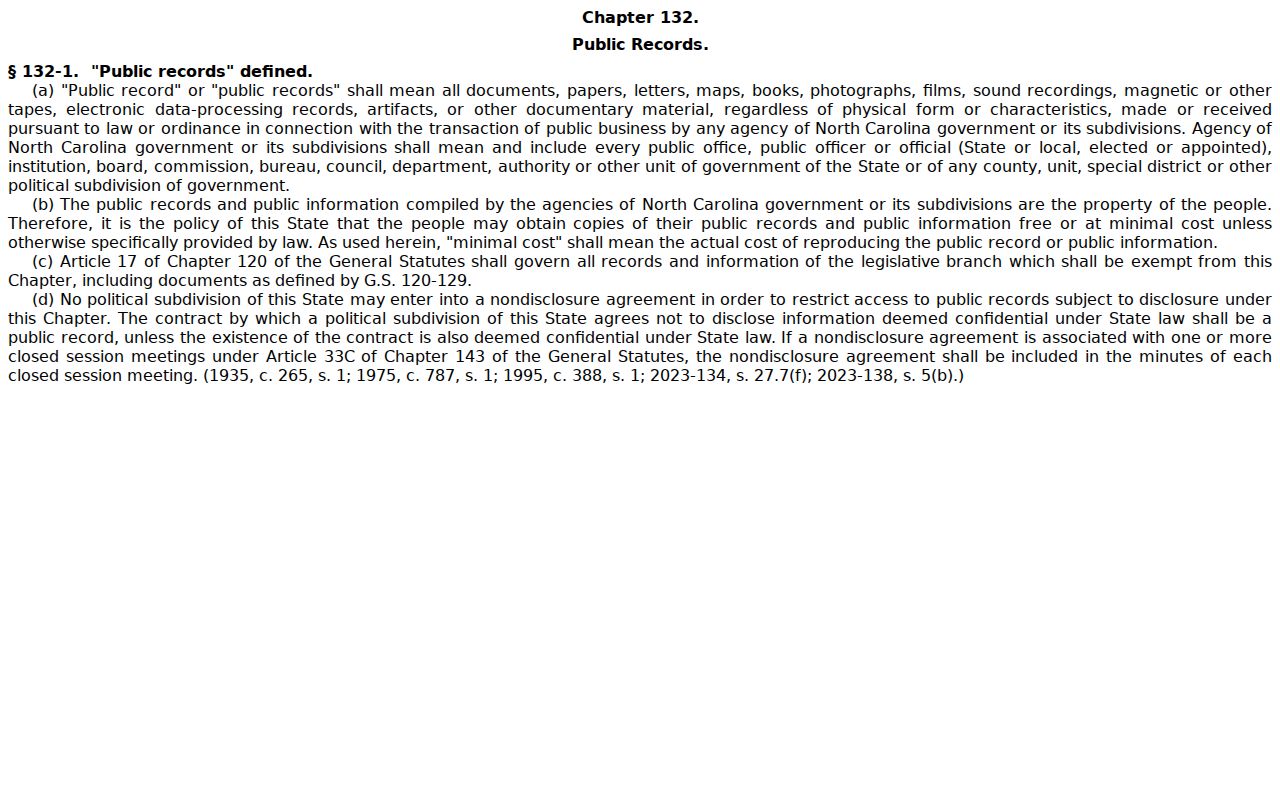 Wake County residents directory North Carolina public records law page