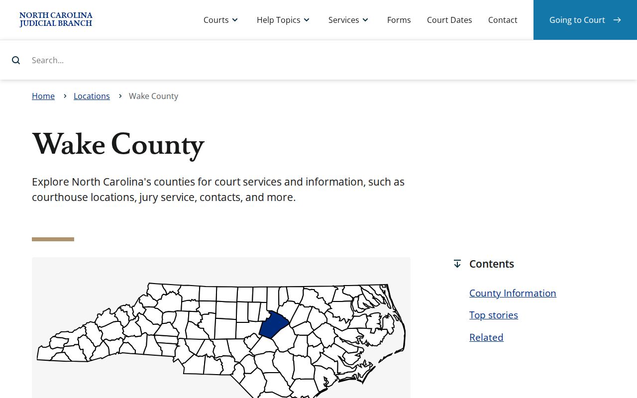 Wake County residents directory Wake County Courts page