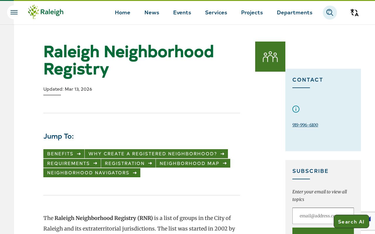 Wake County neighbors Raleigh Neighborhood Registry public map