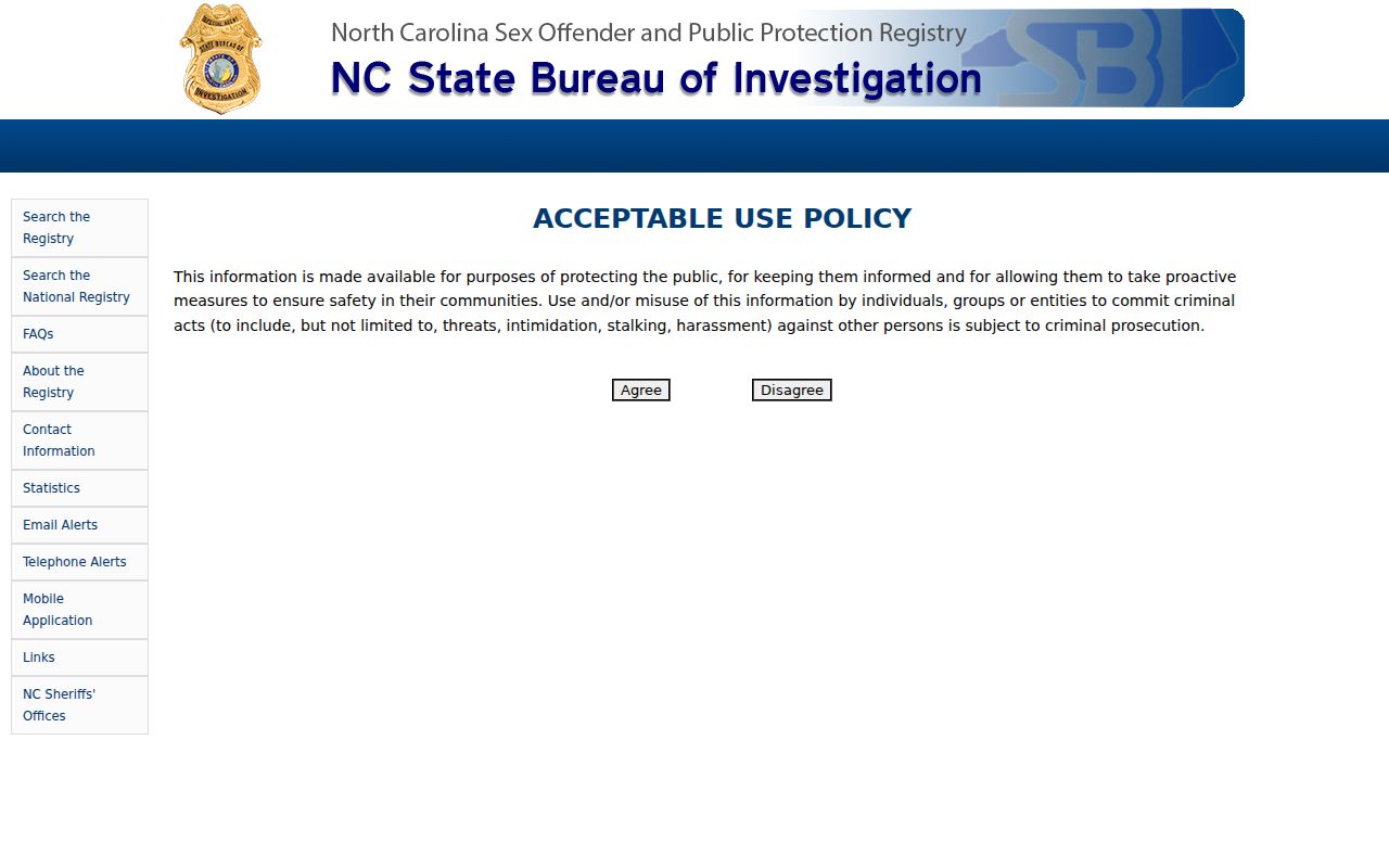 Wake County resident lookup North Carolina SBI registry search