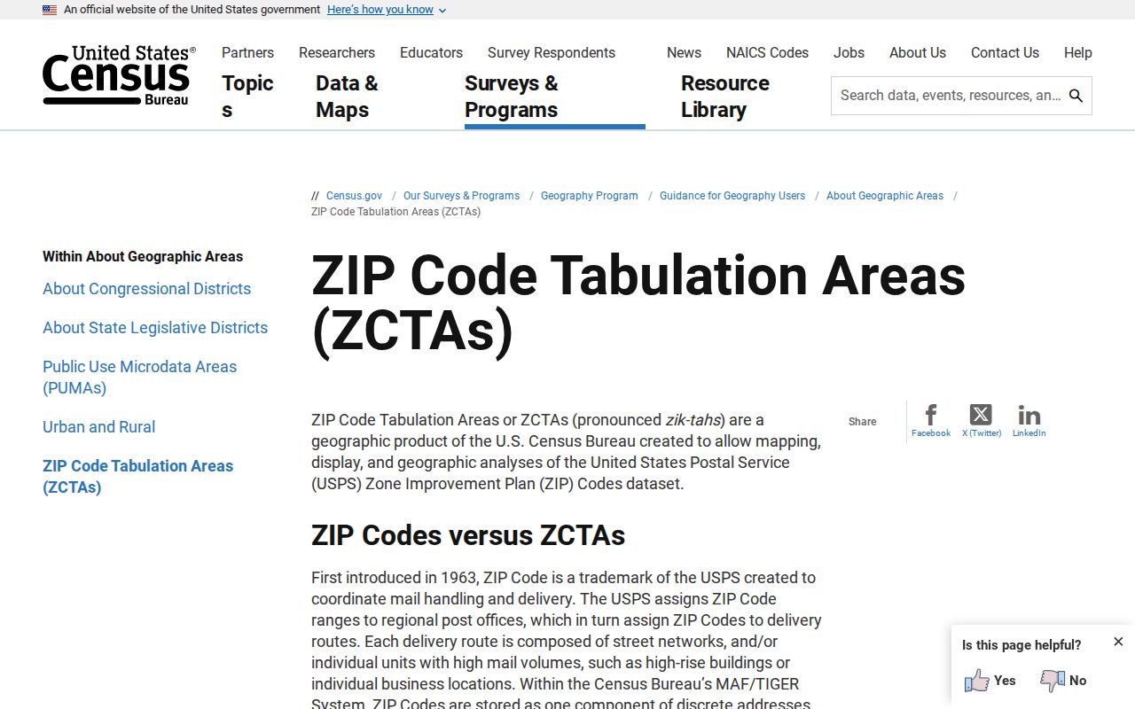 Wake County ZIP code directory Census ZCTA guidance